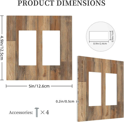 Decorative Outlet Covers Retro Rustic Brown Wood Grain 2 Gang Double Gfci Rocker Electrical Wall
