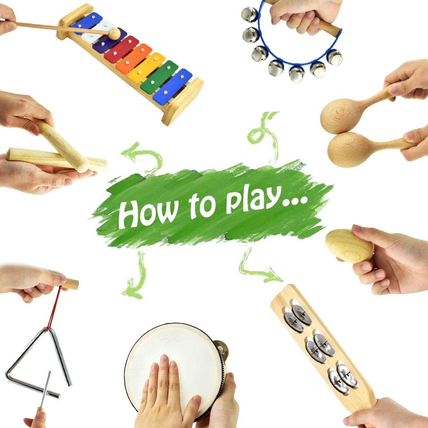 MUSICUBE Musical Instrument Set for Toddler Baby Kid Wooden Percussion Instrument Musical Toys