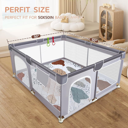 Baby Play Mat - Thicken 50x50 Inch Soft Foam Crawling Mat for Playpen & Floor, Non-Slip Waterproof