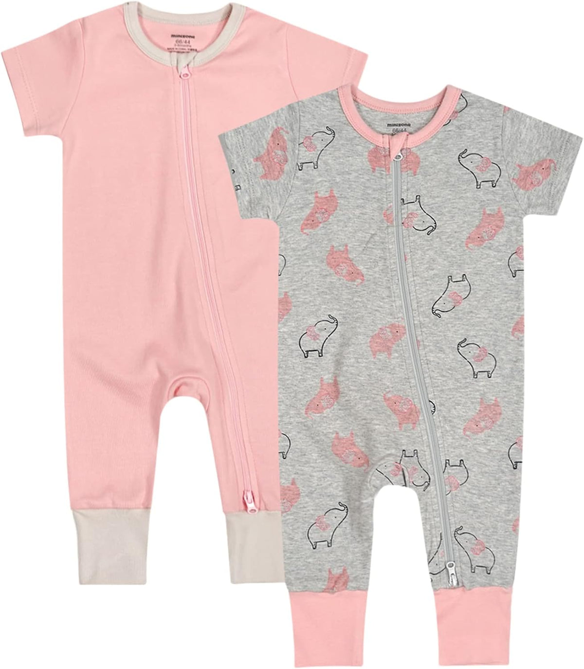 Teach Leanbh Baby Boys Girls 2 Pack 2 Way Zipper Footless Pajamas Cotton Short Sleeve Printing