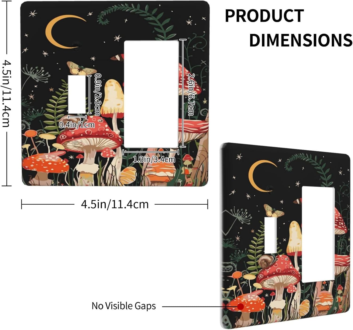 Moon Star Red Mushroom Forest Butterfly Green Plant Outlet Covers 1 Toggle 1 Rocker Combination