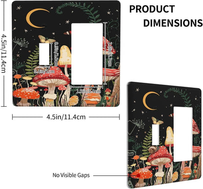 Moon Star Red Mushroom Forest Butterfly Green Plant Outlet Covers 1 Toggle 1 Rocker Combination