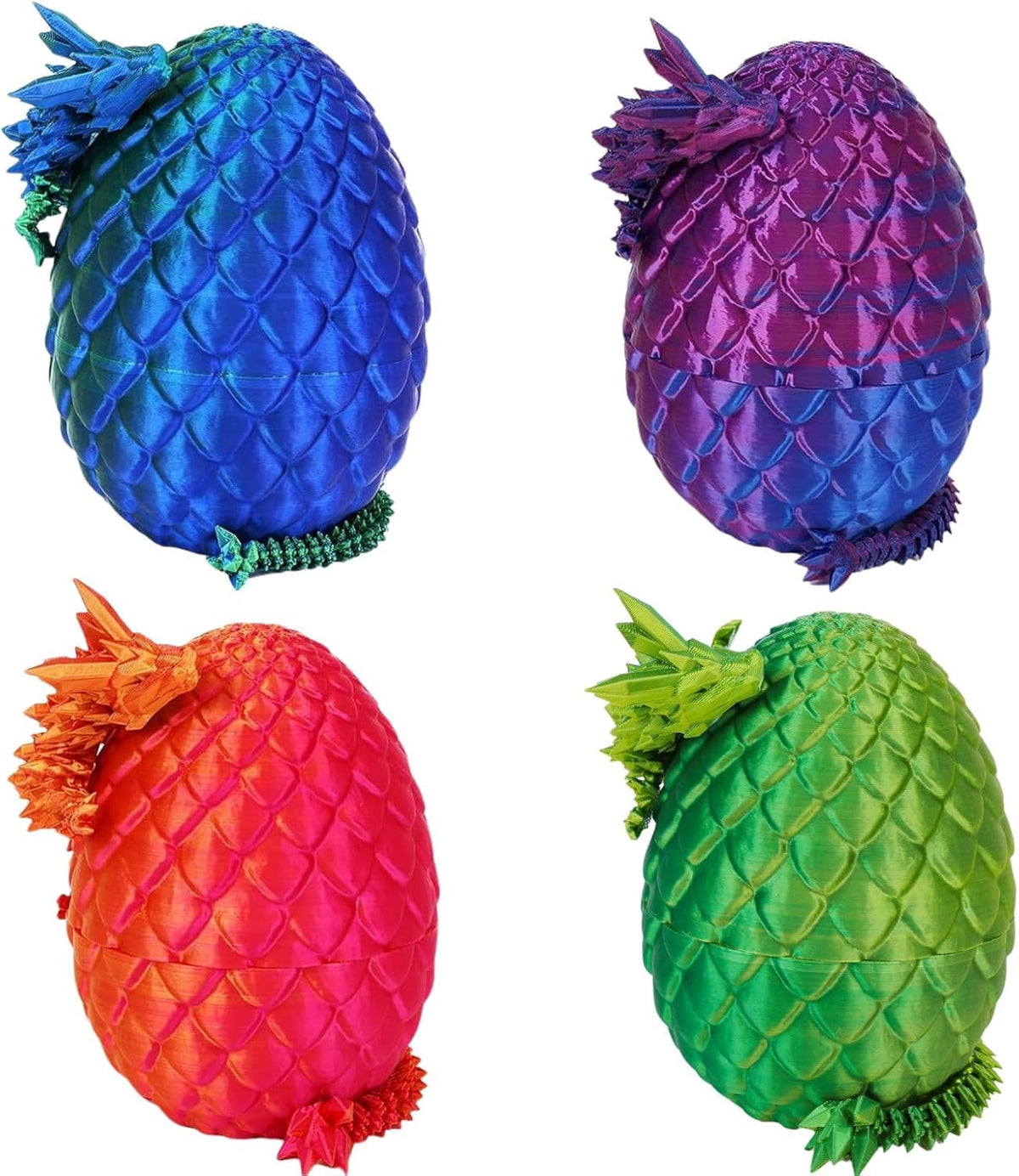 4PCS 3D Printed Dragon Eggs with Dragon Inside Articulated Crystal Dragon Mystery Dragon Egg Fidget