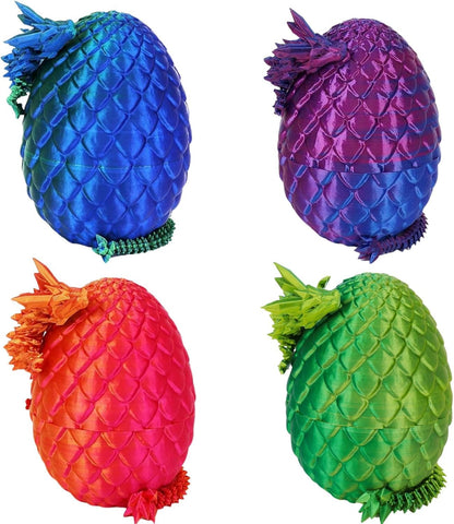 4PCS 3D Printed Dragon Eggs with Dragon Inside Articulated Crystal Dragon Mystery Dragon Egg Fidget