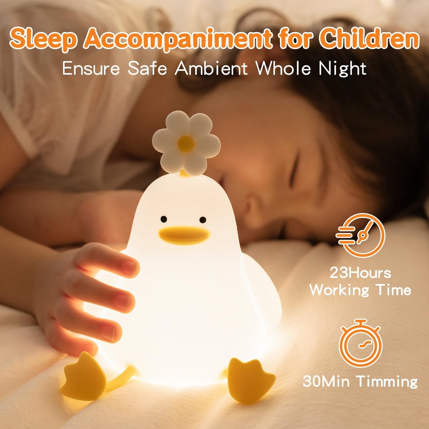 Cute Duck Night Light for Baby, Kids, Toddler, Ambient Nursery Nightlight, Soothing Lamp 3 Level