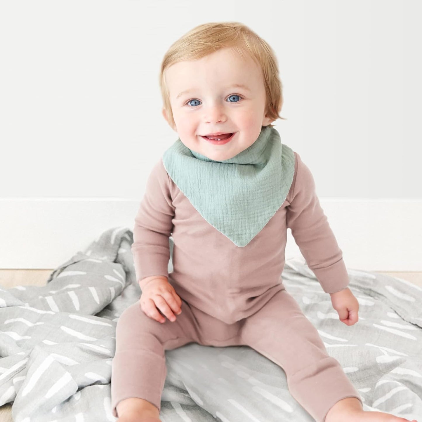 Konssy Muslin Baby Bibs 10 Pack Baby Bandana Drool Bibs 100% Cotton for Unisex Boys and Girls, Soft