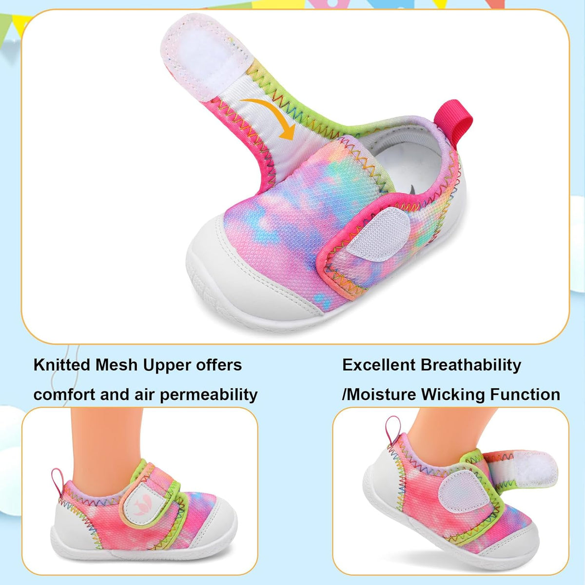 FEETCITY Baby First Walking Shoes Boys Girls Infant Sneakers Crib Shoes Breathable Lightweight Slip