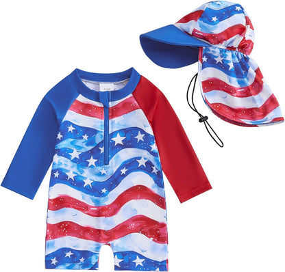 Hnyenmcko Baby/Toddler Boy Rash Guard Swimsuit Long Sleeve One Piece Zipper Swimwear Sunsuit Infant