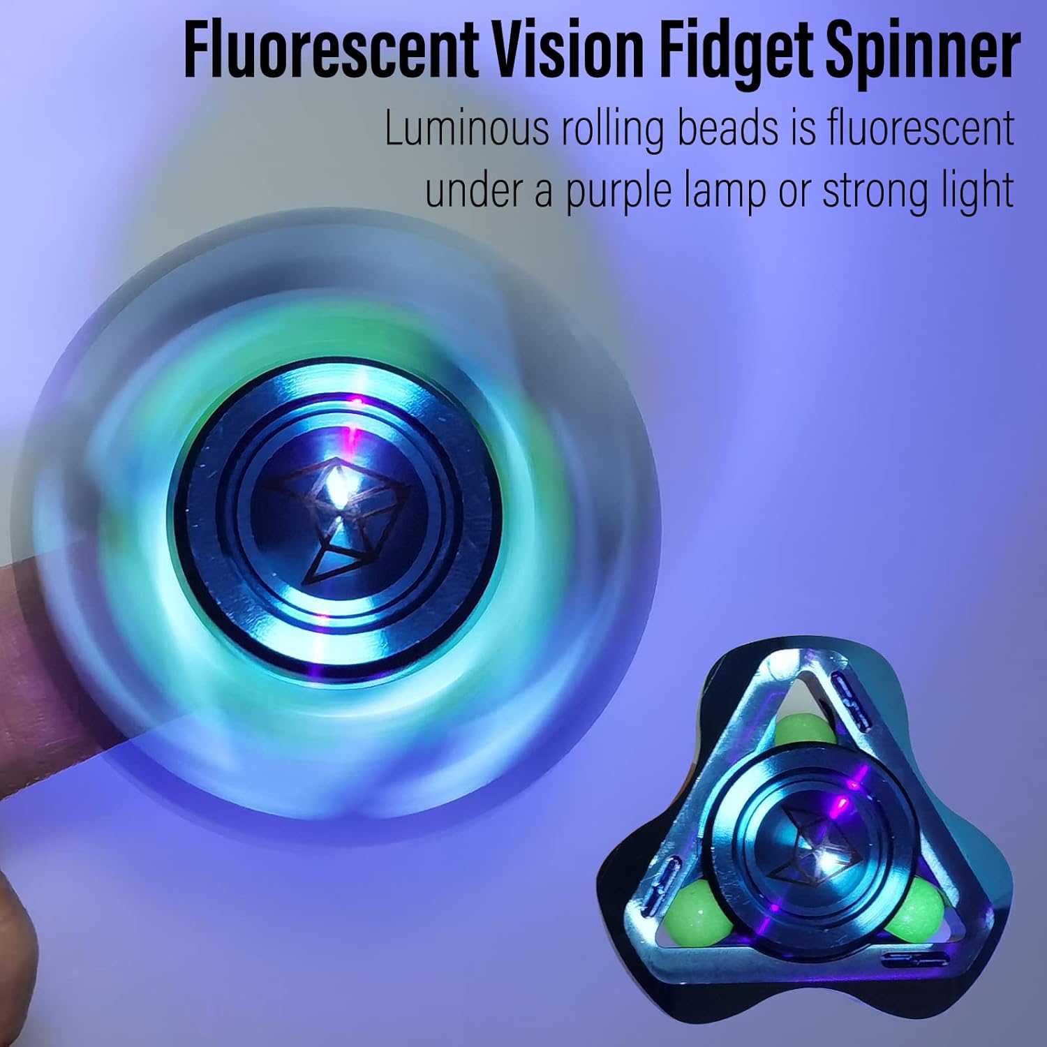 FREELOVE Upgraded Fox Metal Fidget Spinner for Adults, Steel/Glow Balls Clicking Noise, Mini Small