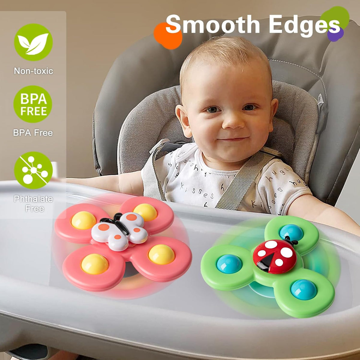 3PCS Suction Cup Spinner Toys for 1 2 Year Old Boys Spinning Toys 12-18 Months Sensory Toys for