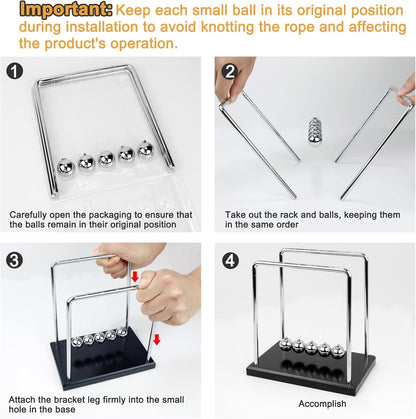 Large Newton's Cradle - Sealive Balance Ball Physics Desk Toy - Science Fun & Stress Relief for Men
