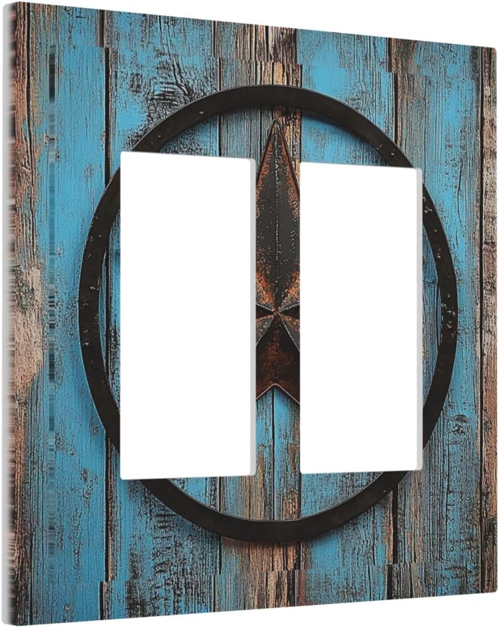 Decorative Outlet Covers Rustic Wood Country Barn Texas Star On Teal 2 Gang Double Gfci Rocker