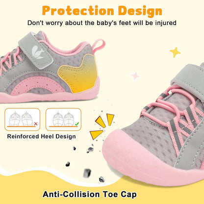 FEETCITY Wide Baby Shoes Boys Girls Baby Barefoot Shoes Breathable Infant Walking Shoe Crib Sock