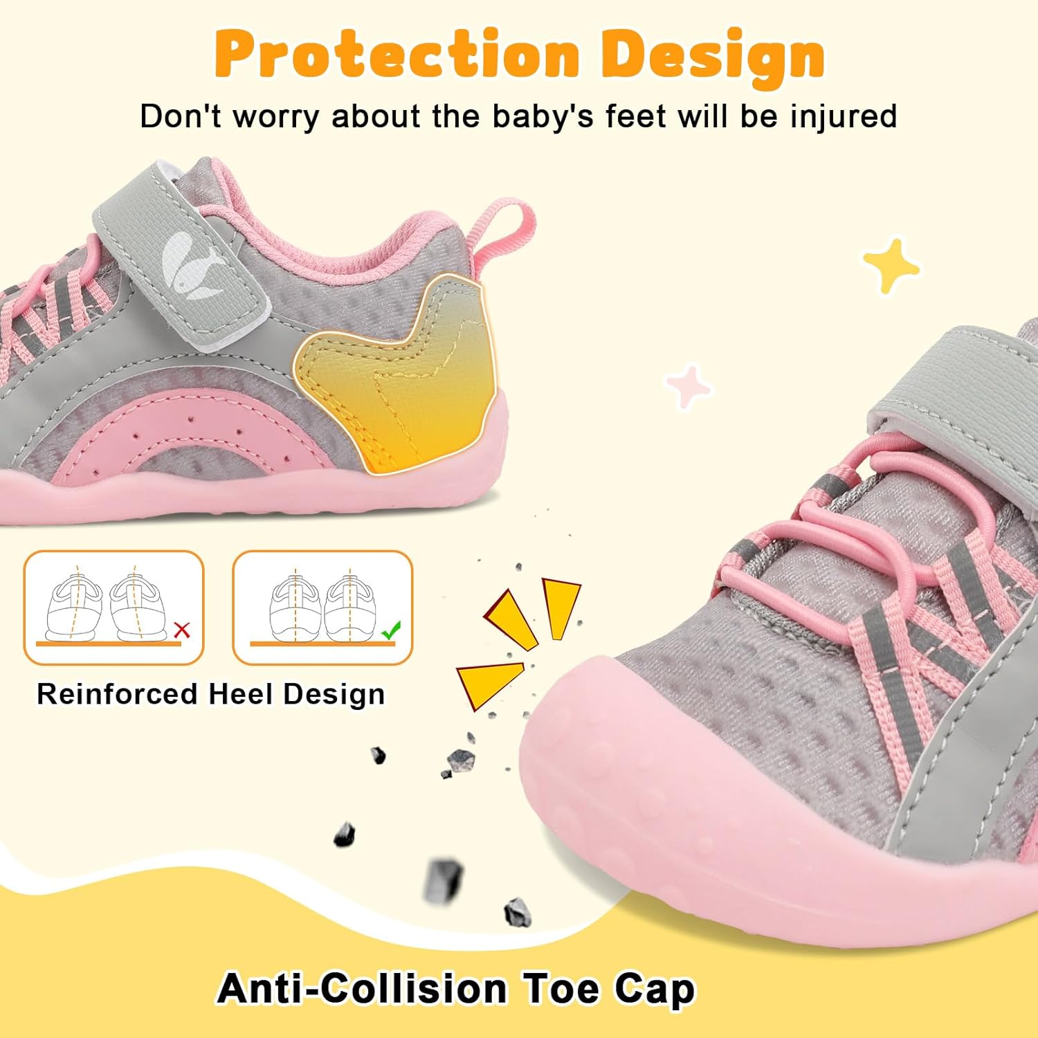 FEETCITY Wide Baby Shoes Boys Girls Baby Barefoot Shoes Breathable Infant Walking Shoe Crib Sock