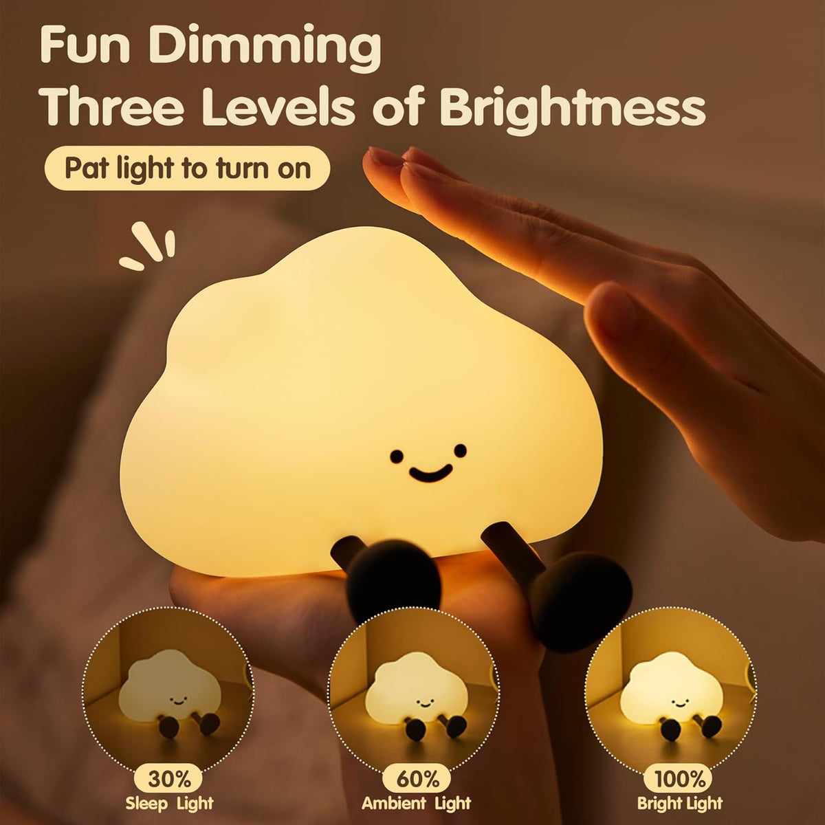 Cloud Night Light for Kids, Adorable Touch Night Lamp Silicone Dimmable LED Nightlight for Nursery