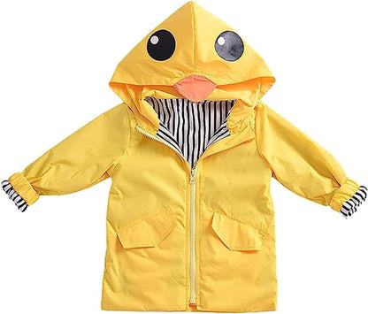 Toddler Baby Boy Girl Duck Rain Jacket Cute Cartoon Yellow Raincoat Hoodie Kids Coat Fall Winter