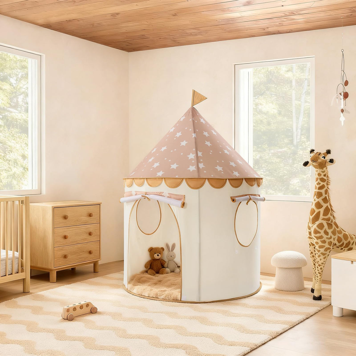 Tiny Land Kids Play Tent, Khaki Castle Pop Up Tent for Kids Indoor