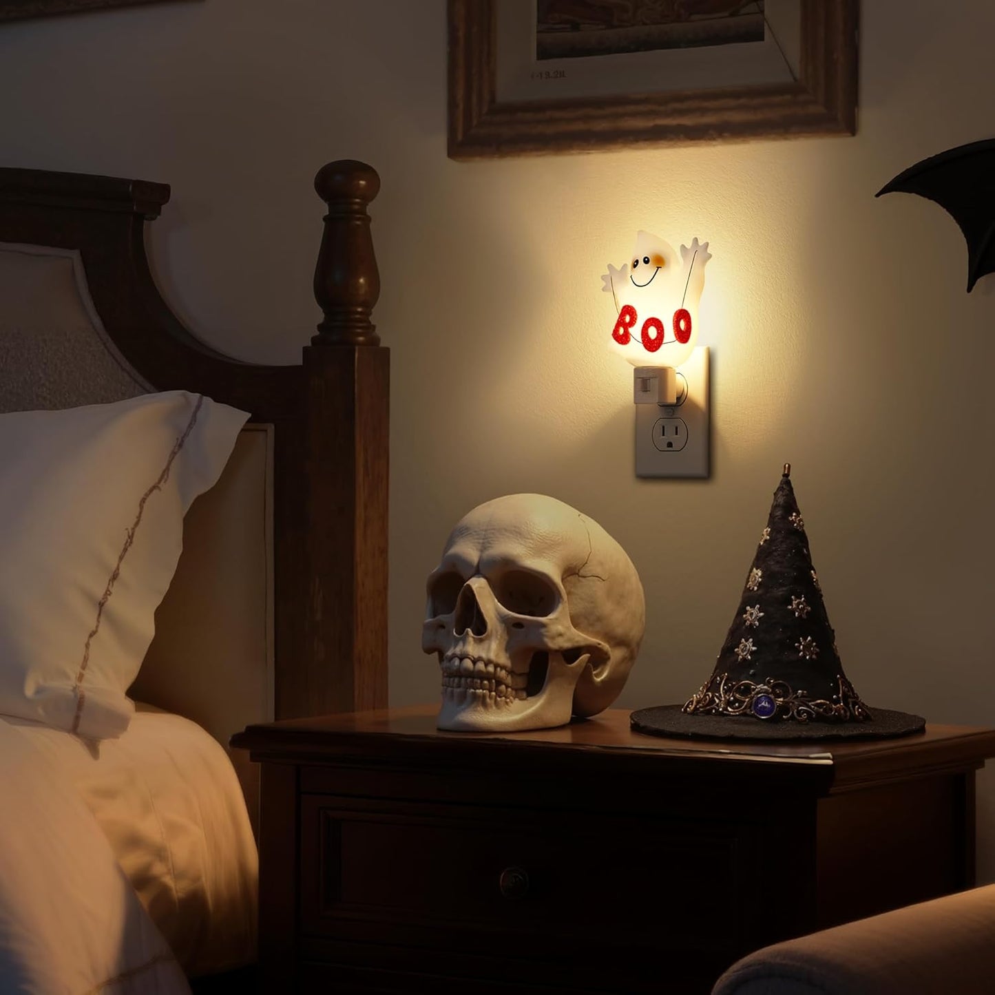 DORESshop Halloween Night Light Plug in, Ghost Night Lights Plug into Wall, Plug in Nightlight with
