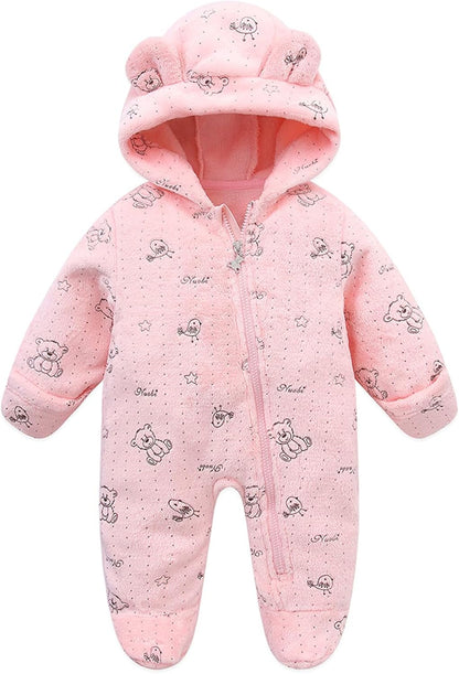 Fairy Baby Newborn Baby Bear Onesie Thin Fleece Footie Romper Snowsuit Hooded Jumpsuit Bodysuit