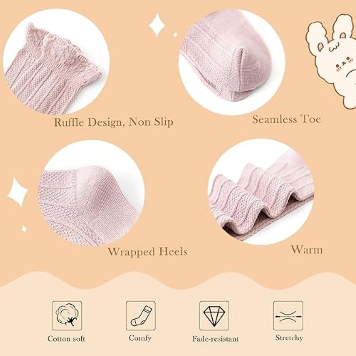 Zando Baby Knee High Socks - Infant to Toddler, Cotton Ruffle Socks, Warm Girls & Boys Long