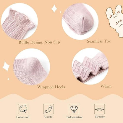 Zando Baby Knee High Socks - Infant to Toddler, Cotton Ruffle Socks, Warm Girls & Boys Long