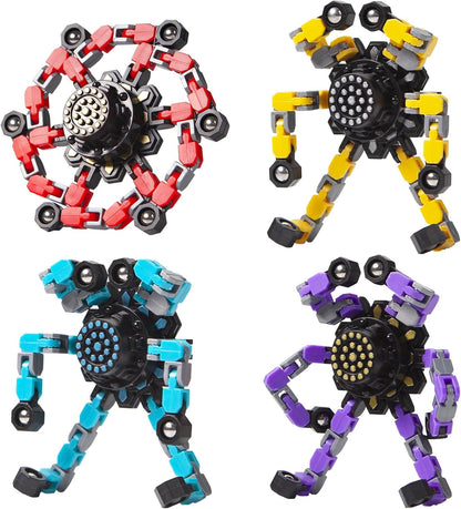 Transformable Fidget Spinners 4 Pcs for Kids and Adults Stress Relief Sensory Toys for Boys and