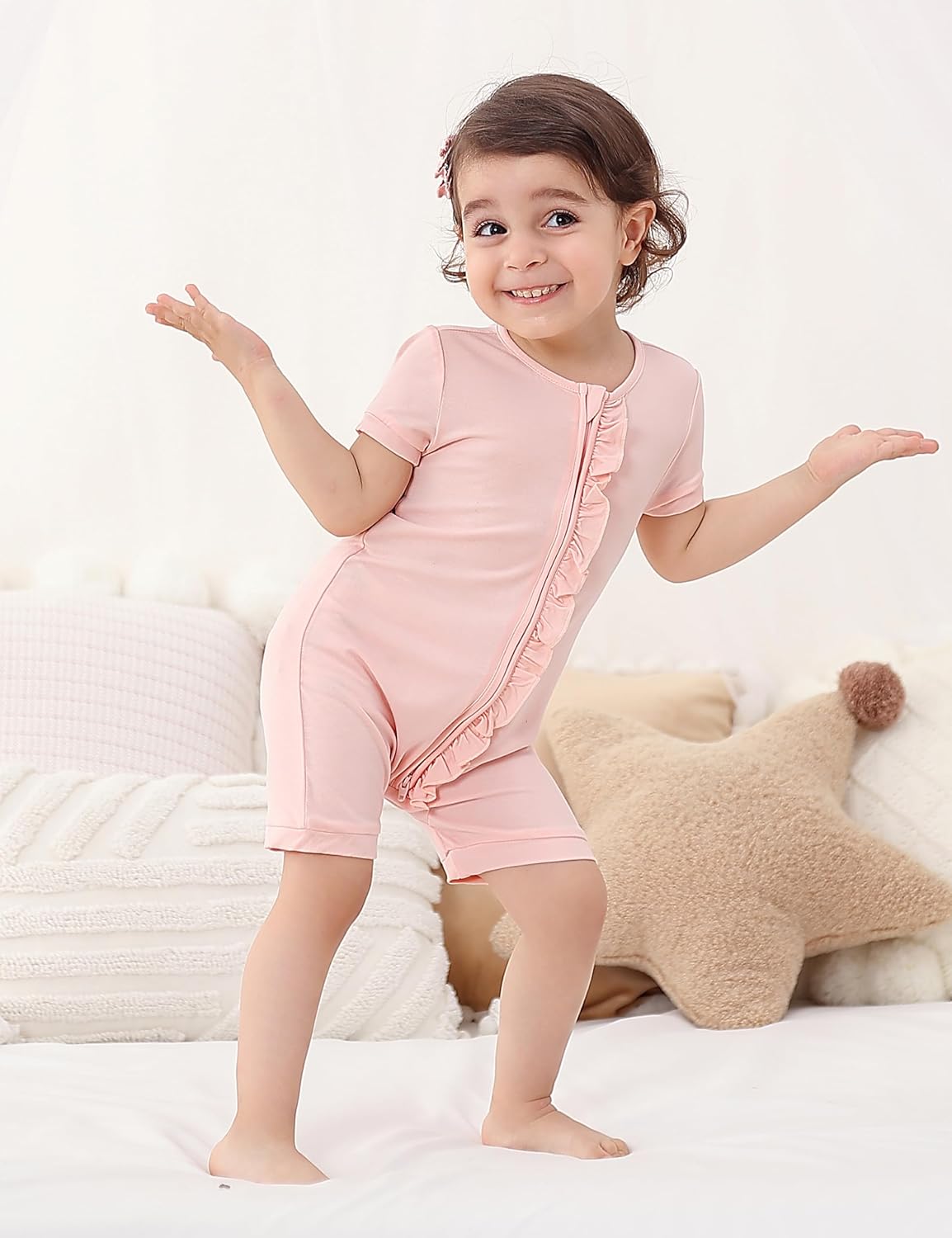 JunNeng Baby Boy Girl 2 Pack Rayon of Bamboo Summer Sleeper Infant Soft Short Sleeve Zipper