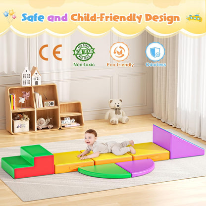 Lischwert Foam Climbing Blocks for Toddlers 1-3, 5pcs Foldable Soft Play Set with Crawling