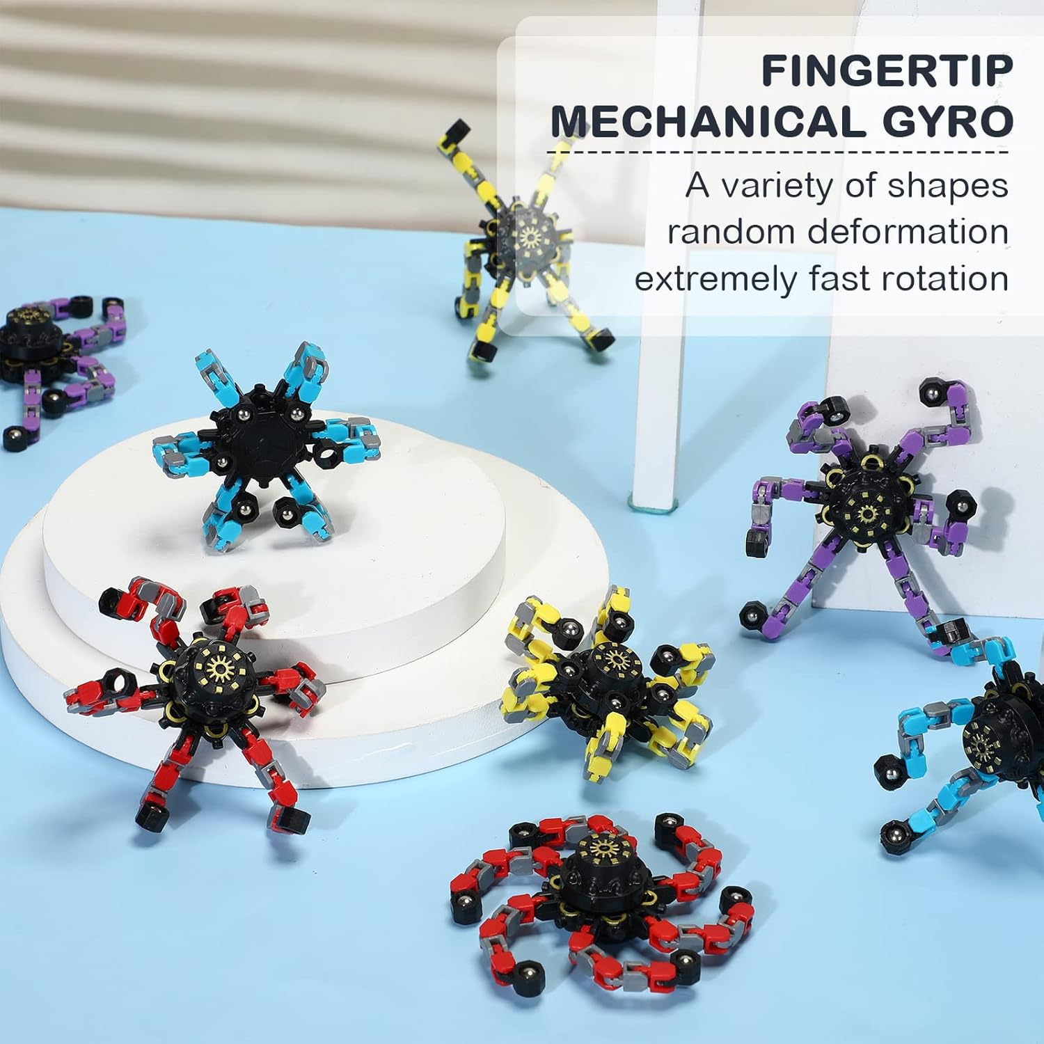 20 Pcs Transformable Chain Robot Finger Spinner Robot Deformed Mechanical Spiral Twister Fingertip