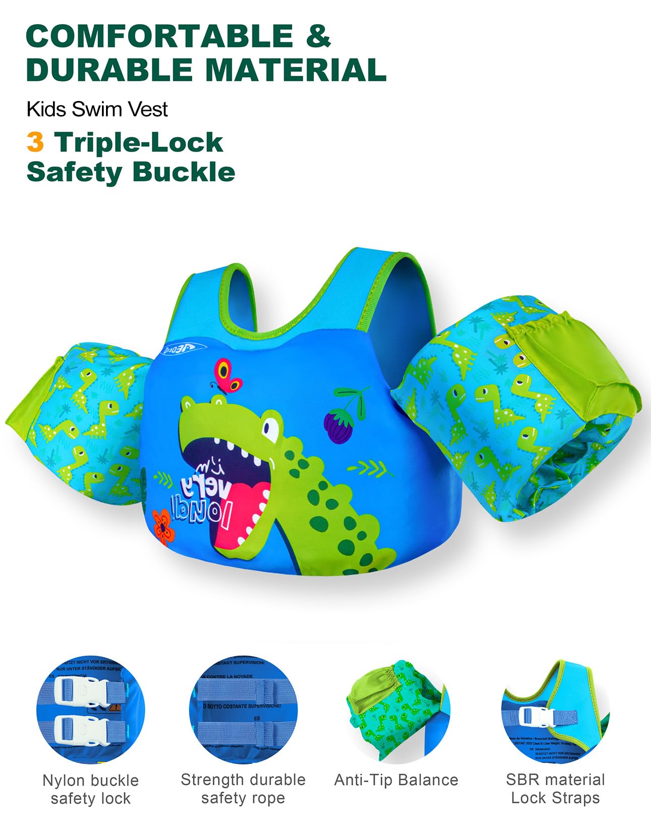 AEOCOO Puddle Float Jumper 20-30 Pounds, Toddler Swim Vest for 1-2 Years Old, Pool Floats with