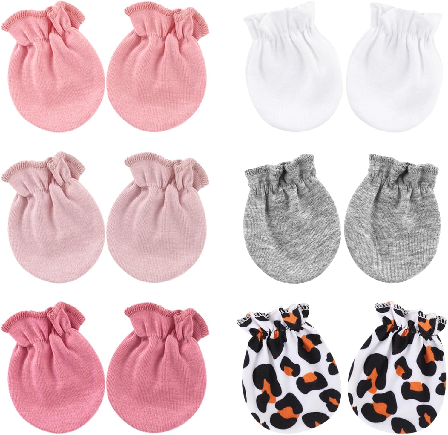 BQUBO Newborn Infant Toddler Mittens No Scratch Cotton Elastic Wrist Gloves Hypoallergenic for 0-6