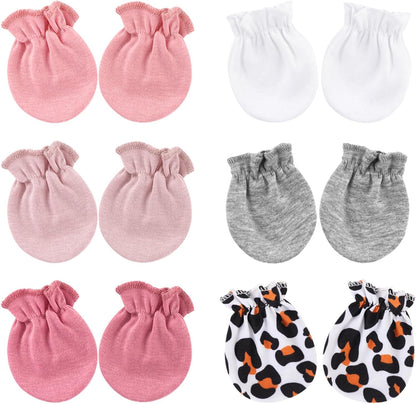 BQUBO Newborn Infant Toddler Mittens No Scratch Cotton Elastic Wrist Gloves Hypoallergenic for 0-6