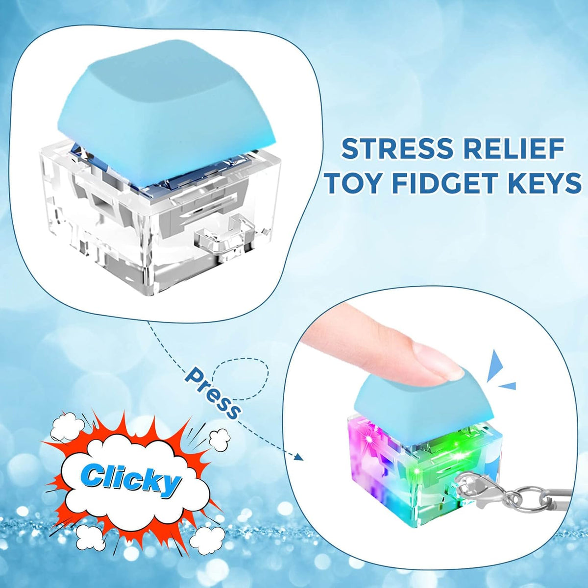 Keyboard Fidget Toys, Keyboard Fidget Keychain Keyboard Decompression Toys Keyboard Fidget Toy