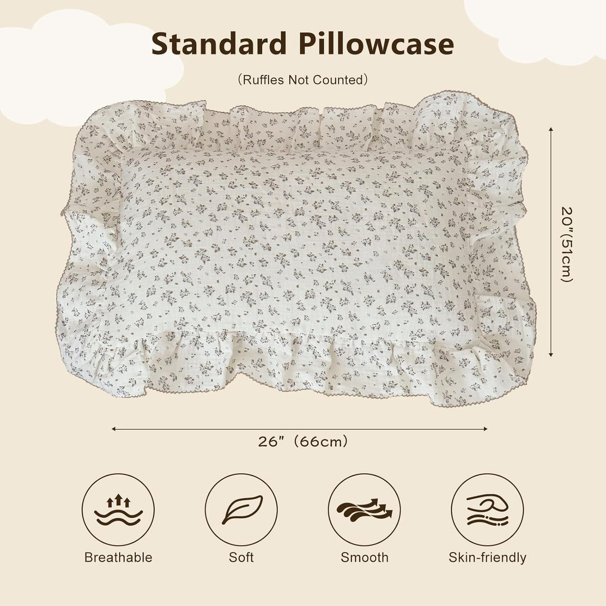BuLuTu Blue Plumbago Floral Print Kids Pillowcases Fits Standard Size Pillow, Oeko-TEX Certified