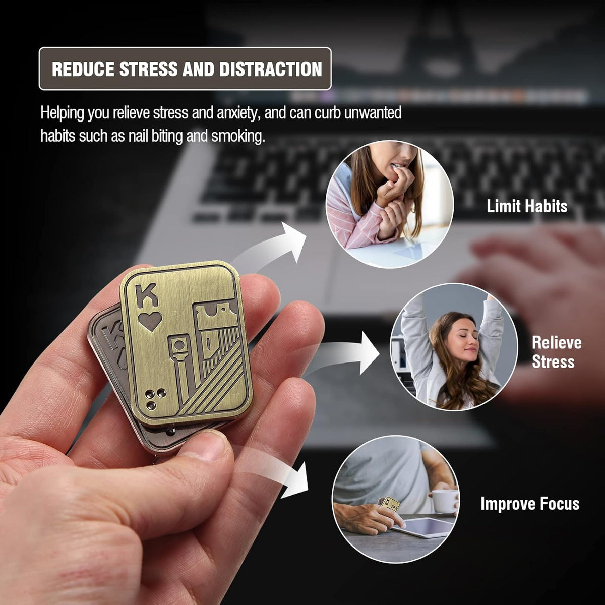 Metal Fidget Toys, EDC Fidget Slider, Poker Push Card, Cool Office Toy for Men, Anxiety Autism ADHD