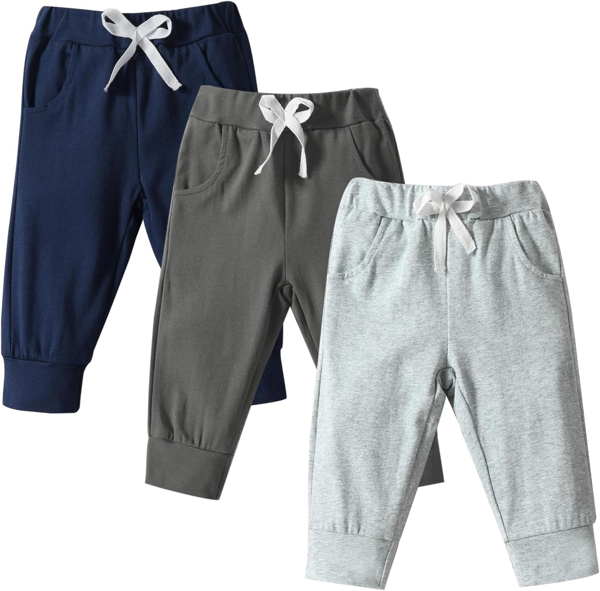 DREAM BUS Pack of 3 Toddler Jogger Pants with Pocket Toddler Boy Sweatpants Baby Boy Pants Infant
