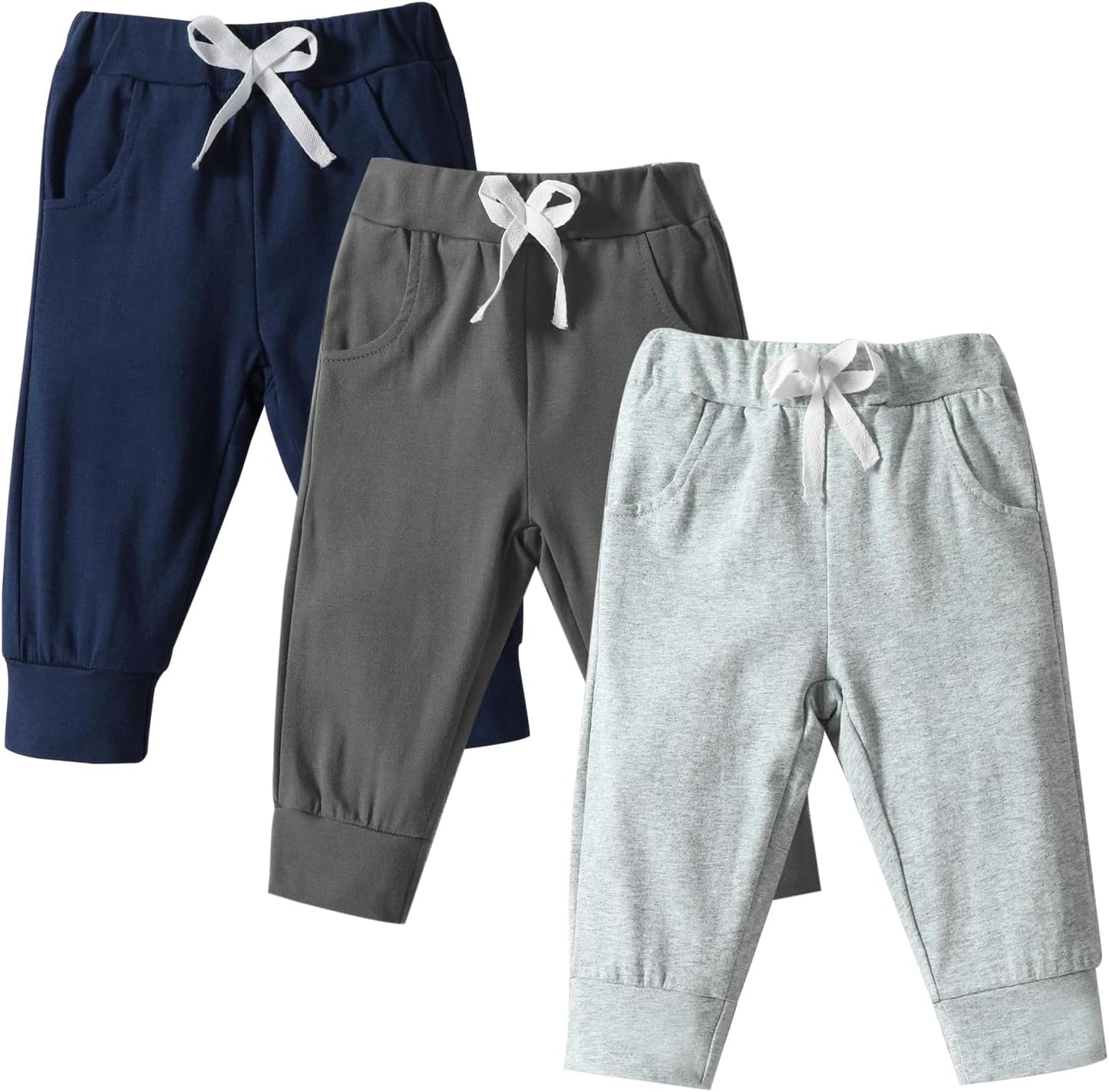DREAM BUS Pack of 3 Toddler Jogger Pants with Pocket Toddler Boy Sweatpants Baby Boy Pants Infant