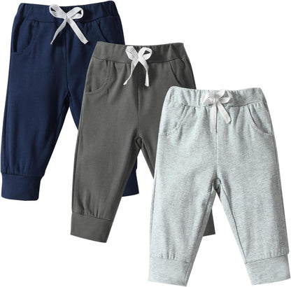 DREAM BUS Pack of 3 Toddler Jogger Pants with Pocket Toddler Boy Sweatpants Baby Boy Pants Infant