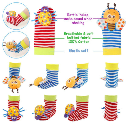Wrist Rattles Foot Finder Rattle Toy for 0-6 Months Baby, Feet Leg Ankle Socks Arm Hand Bracelet