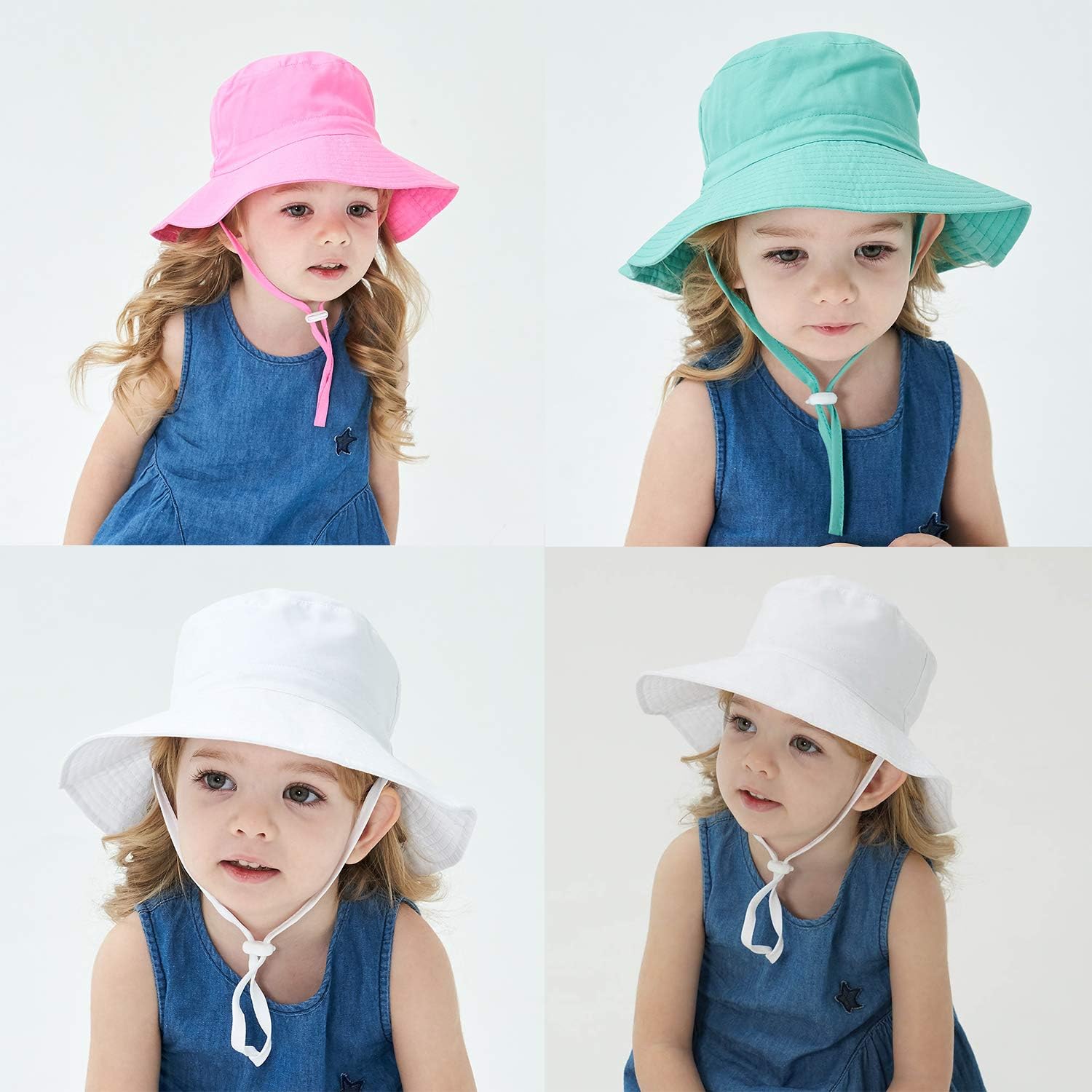 Baby Sun Hat Toddler Beach Swim Hats UPF 50+ Summer Bucket Hat Kids Infant Wide Brim Adjustable Sun