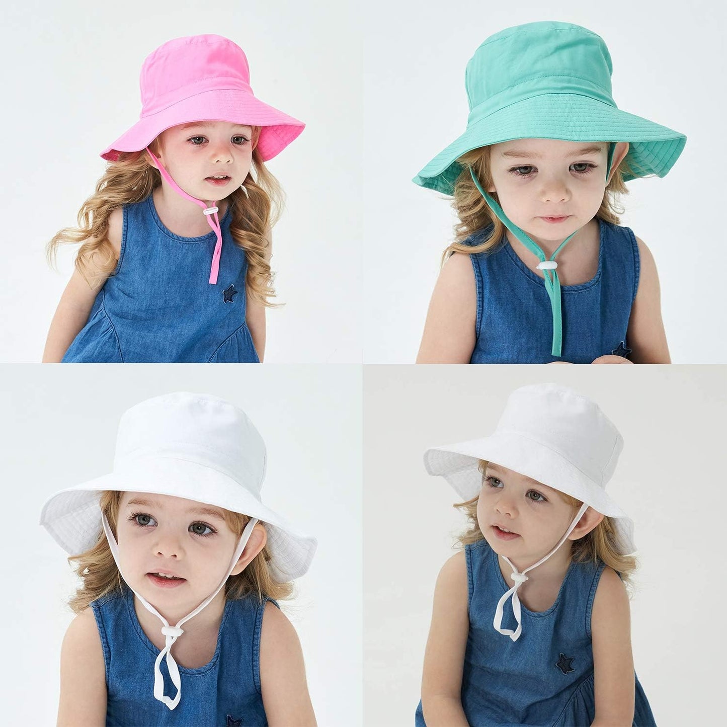 Baby Sun Hat Toddler Beach Swim Hats UPF 50+ Summer Bucket Hat Kids Infant Wide Brim Adjustable Sun