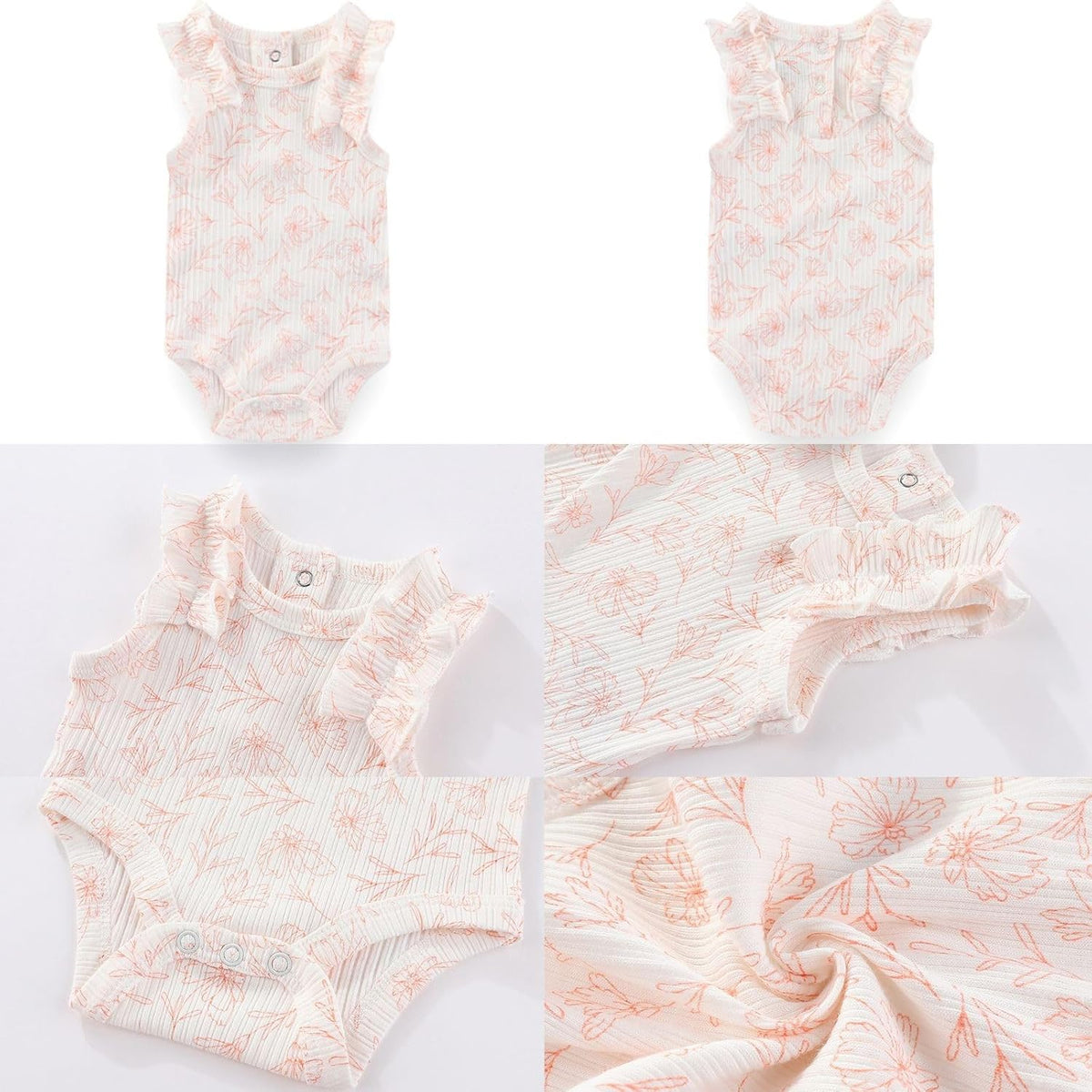 Four Seasons Baby Boy Girl Bodysuits 5-Pack Cotton Comfort Short Sleeve Baby Clothes Soft Infant