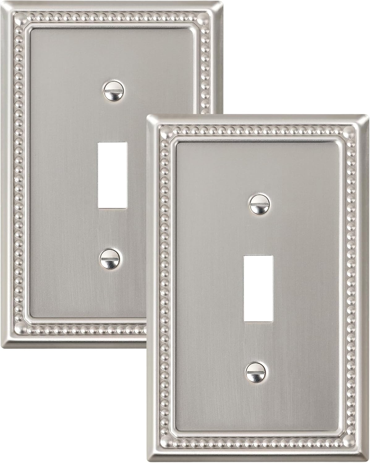 2-Pack Single Toggle Light Switch Cover Plate, Pearls Decorative Switch Plate Covers, Brushed