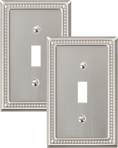 2-Pack Single Toggle Light Switch Cover Plate, Pearls Decorative Switch Plate Covers, Brushed
