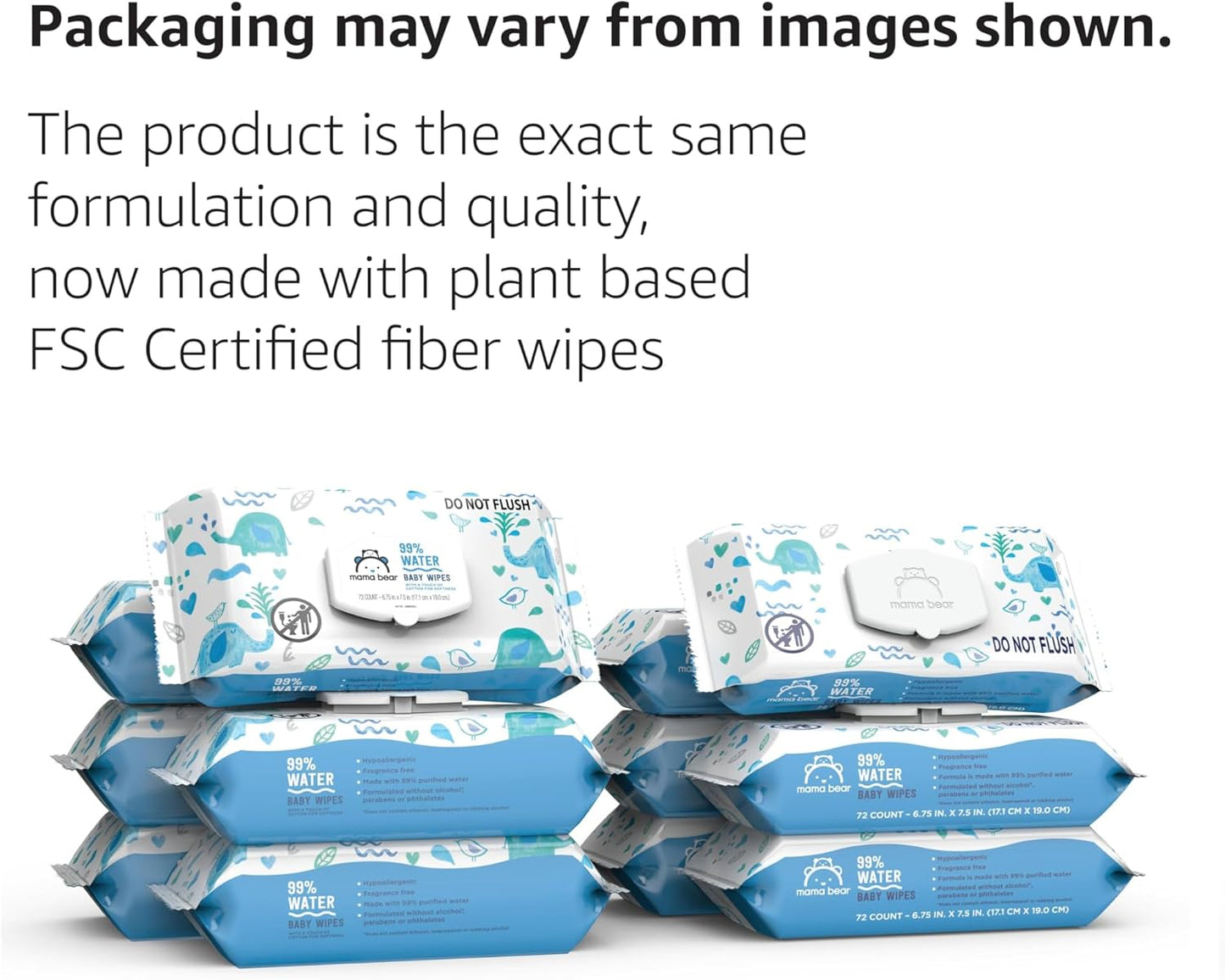 Amazon Brand - Mama Bear 99% Water Based Baby Wipes, Hypoallergenic for Sensitive Skin, Fragrance