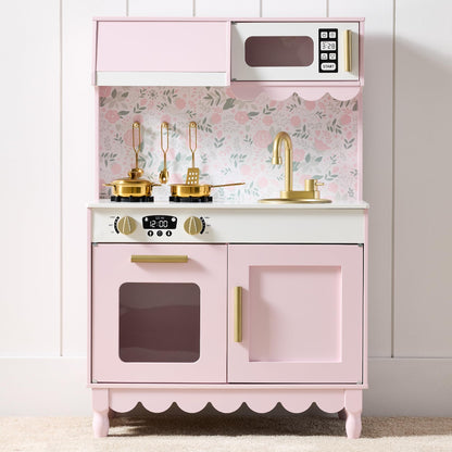 Best Choice Products Toddler Kitchen Playset, Wooden Cottage Kids Play Kitchen with 5 Accessories