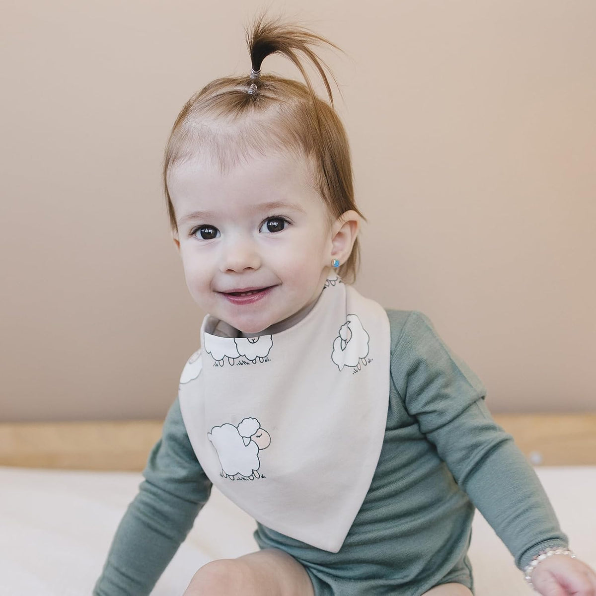 Woolino Merino Wool Baby Bibs - Highly Absorbent Bandana Bib with Cotton Outer Layer and Merino