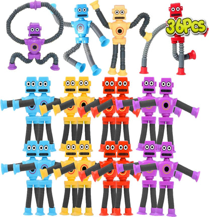 36PCS Telescopic Suction Cup Robot Toy,pop Tubes,Toys for Kids,Toddler Travel Toys,Toddler Sensory