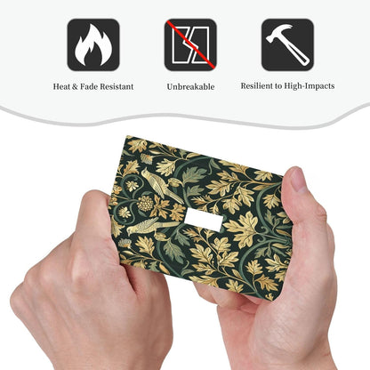 Decorative Light Switch Cover William Morris Vintage Botanical Birds Golden Green Leaves 1 Gang