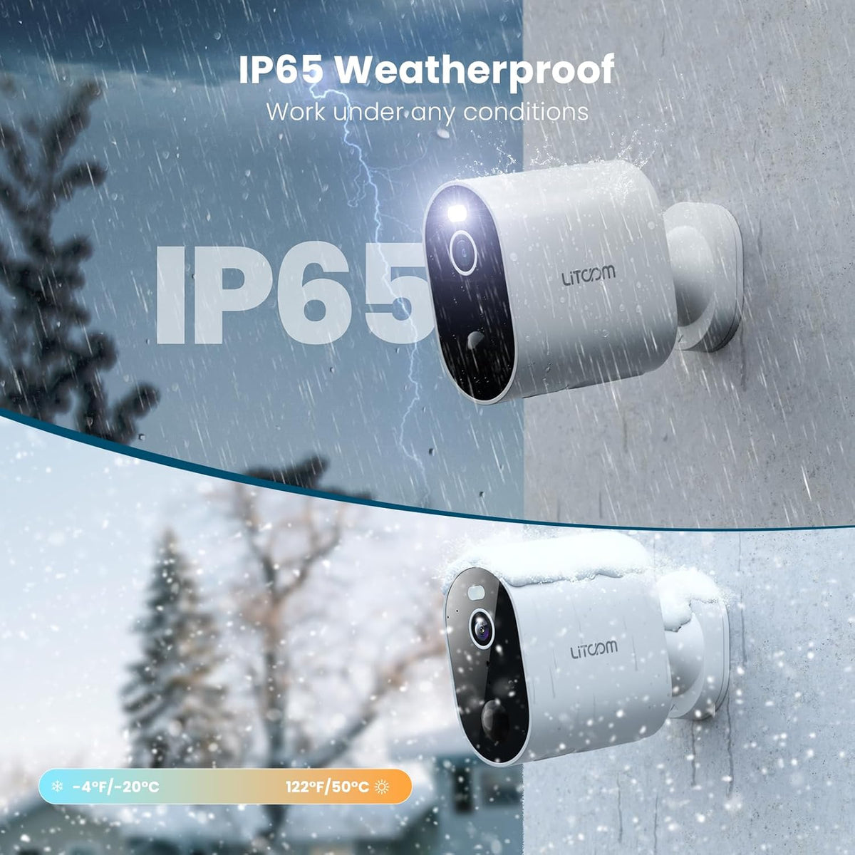 litokam Security Cameras Wireless Outdoor, 2K Battery Powered Outdoor Camera Wireless with Full